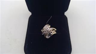 Lady's Diamond Cluster Ring 38 Diamonds .68 Carat T.W. 10K Yellow Gold 4g
